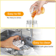 300ml Durable Glass Honey Dispenser with Handle, Transparent, Drip-Proof Press Pump for Bread, Honey Pot