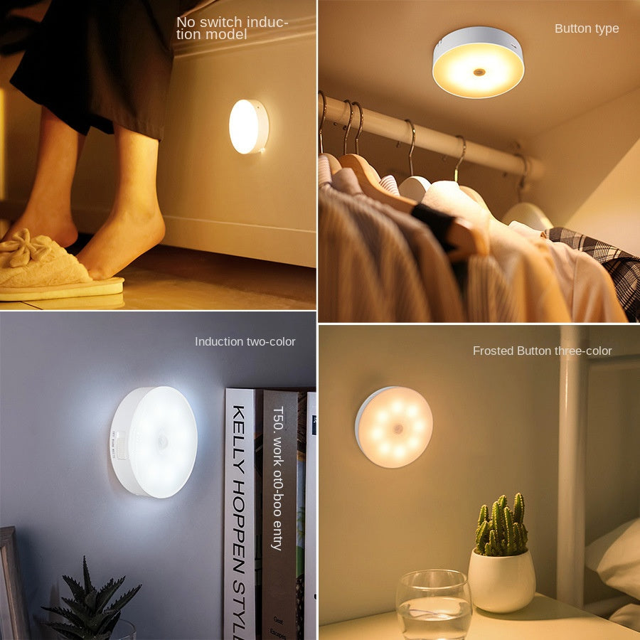 Veilleuse LED intelligente avec détecteur de mouvement, recharge sans fil et base magnétique, lampe de chevet pour chambre, placard et maison