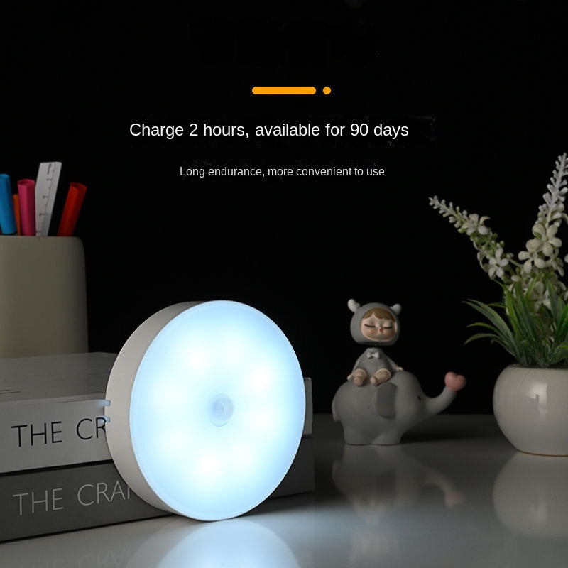 Veilleuse LED intelligente avec détecteur de mouvement, recharge sans fil et base magnétique, lampe de chevet pour chambre, placard et maison